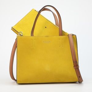 Kate Spade Sam Medium Satchel SUEDE in Mustard Yellow